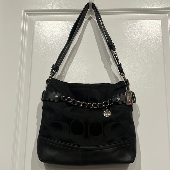 Coach Handbags - COACH Black Sateen Duffle Convertible Crossbody/Shoulder Bag